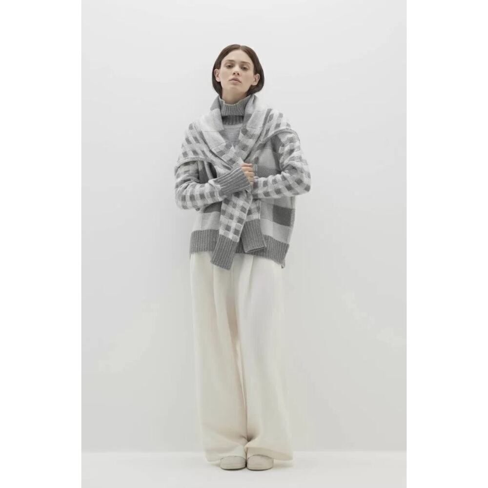 NakedCashmere MIRELLA PLAID CASHMERE TURTLENECK SWEATER - CLOUD MULTI /Large